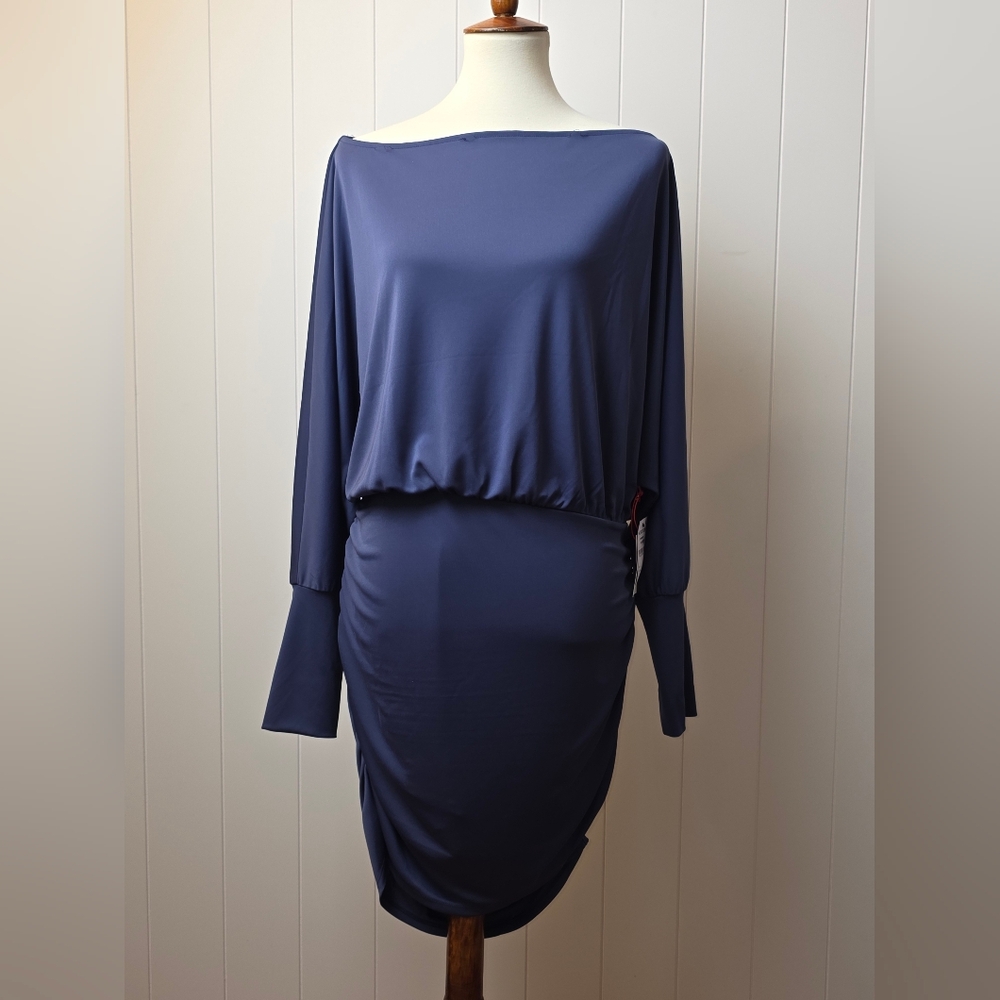 Chic Long Sleeve Ruched Dress in Lavender